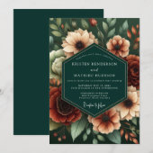 Hunter Rust Moody Bloom Wedding Kaart (Voorkant / Achterkant)