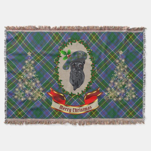 Hunter Scottie Dog Kerstmis Throw Blanket Deken (Voorkant)