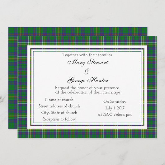 Hunter Scottish Wedding Invitation Kaart (Voorkant / Achterkant)