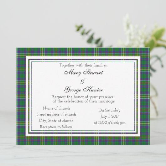 Hunter Scottish Wedding Invitation Kaart (Staand voorkant)