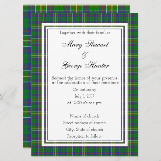 Hunter Scottish Wedding Invitation Kaart (Voorkant / Achterkant)