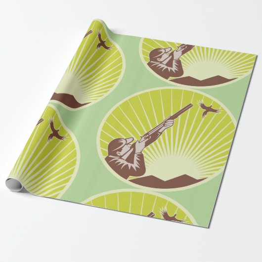 Hunter Shooting A Goose Cadeaupapier (Uitgerold)