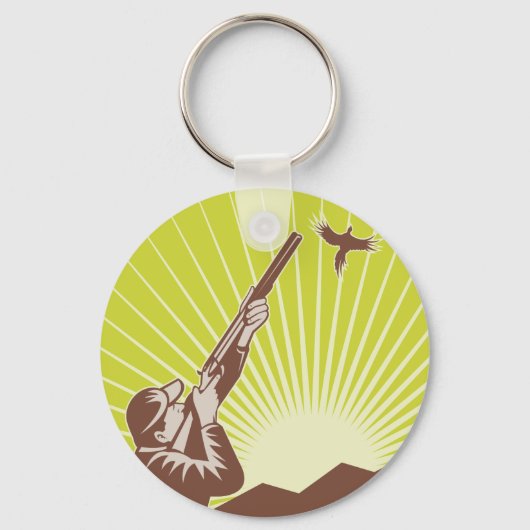Hunter Shooting A Goose Sleutelhanger (Voorkant)