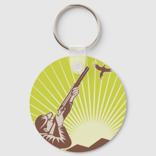 Hunter Shooting A Goose Sleutelhanger (Achterkant)