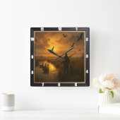Hunter tijdens serene zonsondergang vierkante klok (Huis)