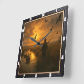 Hunter tijdens serene zonsondergang vierkante klok (Hoek)