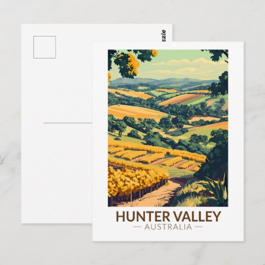 Hunter Valley Australië Illustratie Reiskunst Briefkaart (Voorkant / Achterkant)