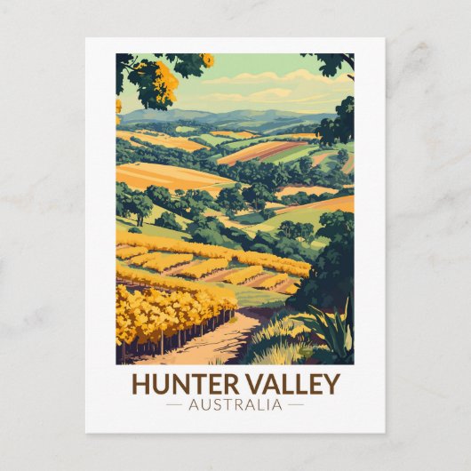 Hunter Valley Australië Illustratie Reiskunst Briefkaart (Voorkant)