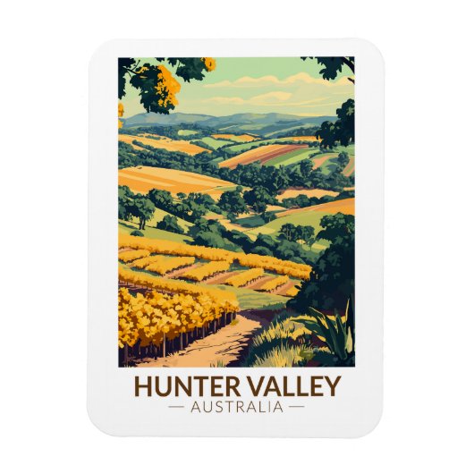 Hunter Valley Australië Illustratie Reiskunst Magneet (Verticaal)