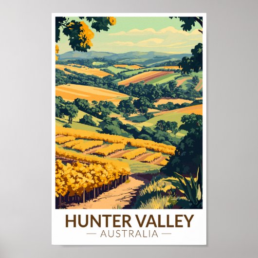 Hunter Valley Australië Illustratie Reiskunst Poster (Voorkant)