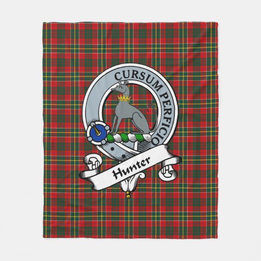 Hunter (VS) Clan Badge Tartan Pset Fleece Deken (Voorkant)