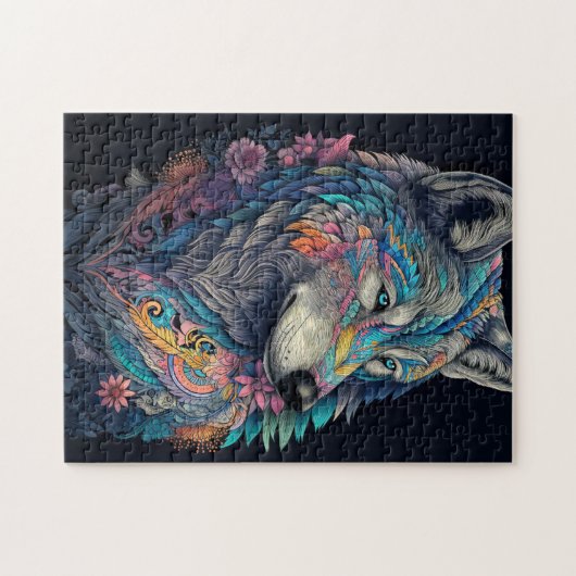 Hunter Wolf Illustratie Legpuzzel (Horizontaal)