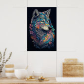 Hunter Wolf Illustratie Poster (Keuken)