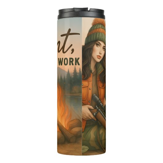 Hunter Woman Campfire Wilderness Quote Thermosbeker (Achterkant)