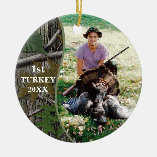 Hunter Woodland Camo Hunting Foto Keramisch Ornament (Voorkant)