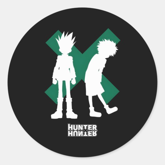 Hunter X Hunter Gon Freecss en UA silhouetten Ronde Sticker (Voorkant)