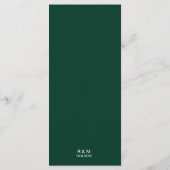 Huntergroene klassieke elegante trouw menu (Achterkant)