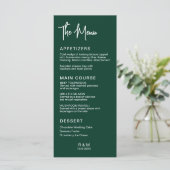 Huntergroene klassieke elegante trouw menu (Staand voorkant)