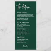 Huntergroene klassieke elegante trouw menu (Voorkant)