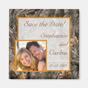 Hunter's Camo Chic bruiloft aankondiging magneet