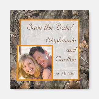 Hunter's Camo Chic bruiloft aankondiging magneet