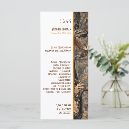 Hunter's Camo Chic Trouwprogramma's Programmakaart (Staand voorkant)