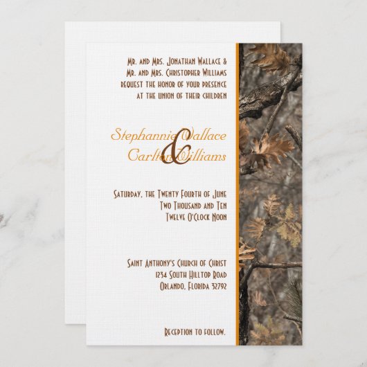 Hunter's Camo Chic Wedding Invitation Kaart (Voorkant / Achterkant)
