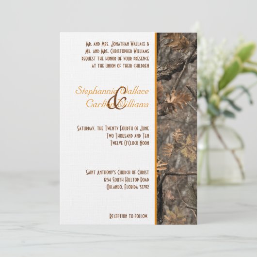 Hunter's Camo Chic Wedding Invitation Kaart (Staand voorkant)