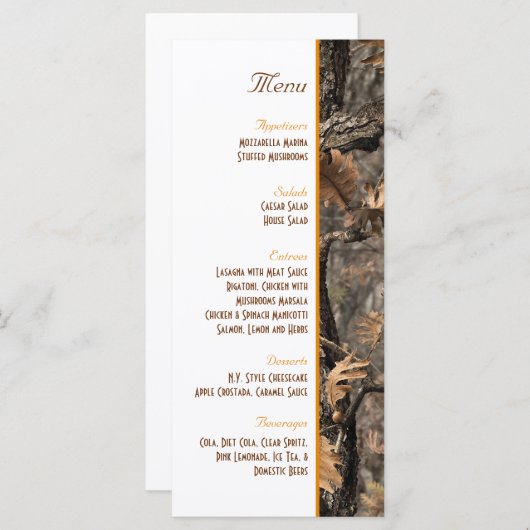 Hunter's Camo Chic Wedding Menu (Voorkant / Achterkant)