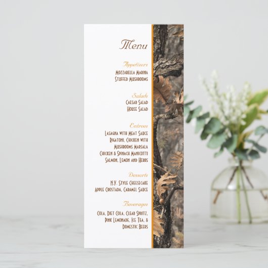 Hunter's Camo Chic Wedding Menu (Staand voorkant)