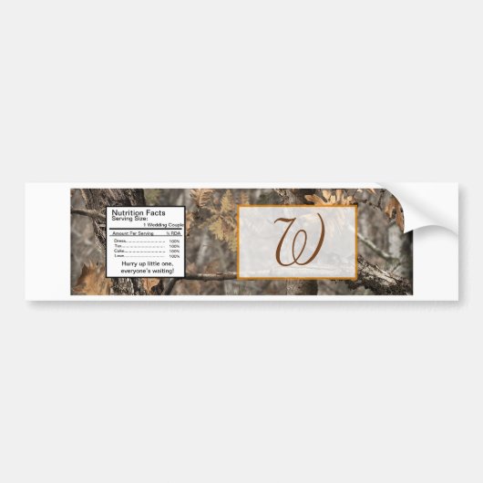 Hunter's Camo Chic Wedding Waterflesetiket Bumpersticker (Voorkant)