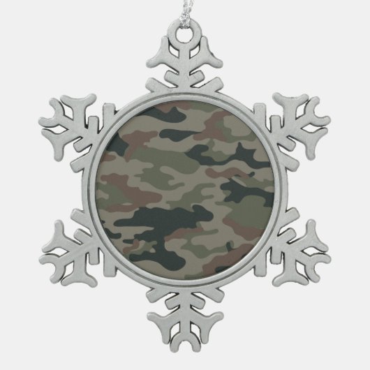 Hunters Camouflage-kerstboomkleed Tin Sneeuwvlok Ornament (Voorkant)