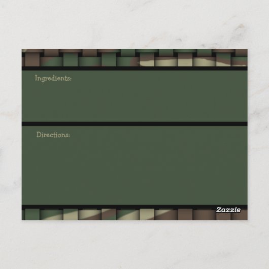 Hunter's Camouflage Recipe Briefkaart (Achterkant)