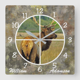 Hunters Clock Elk in Crosshairs personaliseert Vierkante Klok