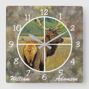 Hunters Clock Elk in Crosshairs personaliseert Vierkante Klok