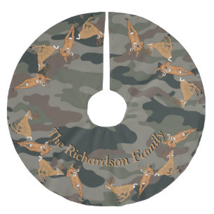 Hunters Deer en Camo JOUW NAAM Tree Skirt Kerstboom Rok