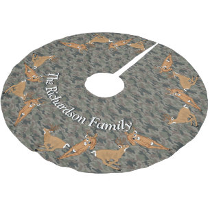 Hunters Deer en Camo JOUW NAAM Tree Skirt Kerstboom Rok