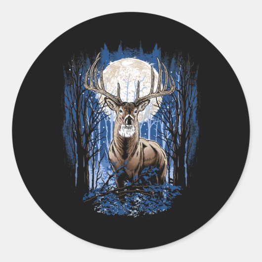 Hunters Deer Hunters Hunting Big Whitetail Buck Ronde Sticker (Voorkant)