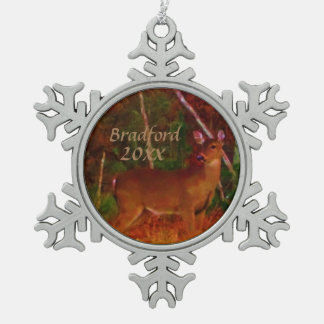 Hunter's Deer, Personaliseer naamdatum Tin Sneeuwvlok Ornament
