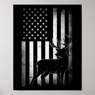 Hunters Deer US American Flag Camo Cam Poster