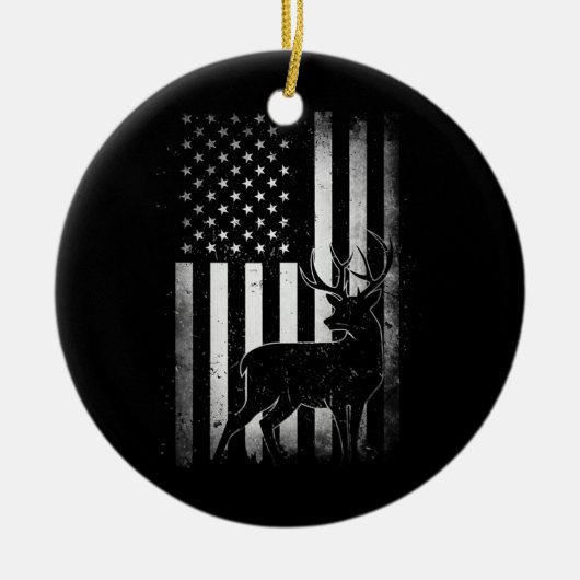 Hunters Deer USA American Flag Camo Keramisch Ornament (Voorkant)