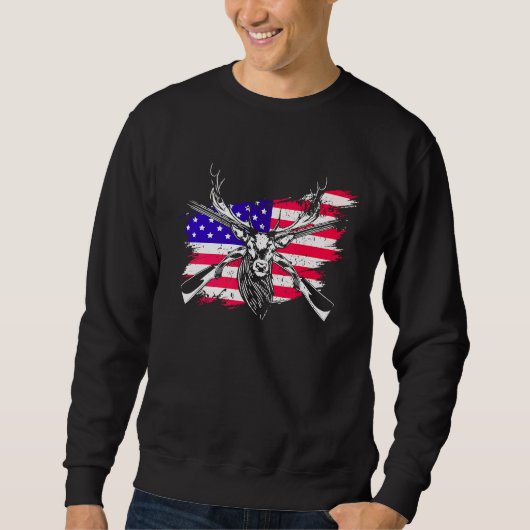 Hunters Deer VS Amerikaanse Vlag Deer Hun Trui (Voorkant)