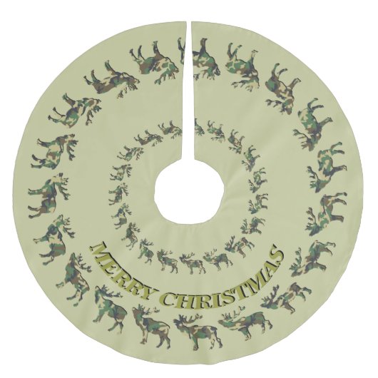 Hunters Elk en Camo JOUW NAAM Tree Skirt Kerstboom Rok (Voorkant)