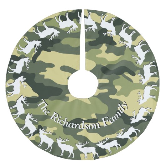 Hunters Elk en Camo JOUW NAAM Tree Skirt Kerstboom Rok (Voorkant)
