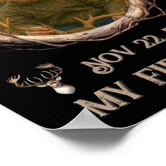 Hunter's First Deer Rustic Woodsy Milestone Poster (Hoek)
