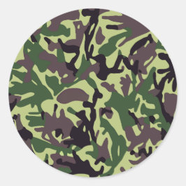 Hunters Green Camo Pattern Ronde Sticker