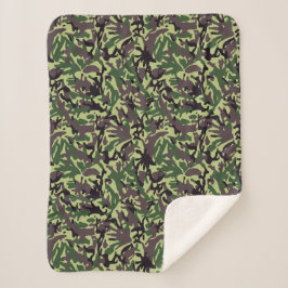 Hunters Green Camo Pattern Sherpa Deken