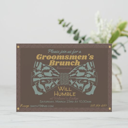 Hunter's Groomsmen's Brunch Uitnodiging (Staand voorkant)