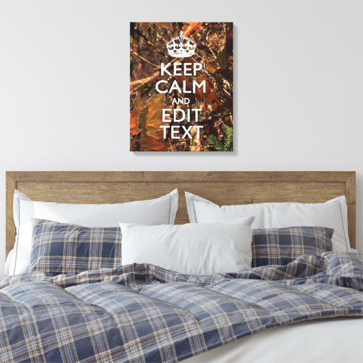 Hunters Herfst Camouflage Keep Calm Jouw tekst Canvas Afdruk (Insitu (Slaapkamer))