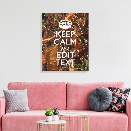 Hunters Herfst Camouflage Keep Calm Jouw tekst Canvas Afdruk (Insitu (Woonkamer))